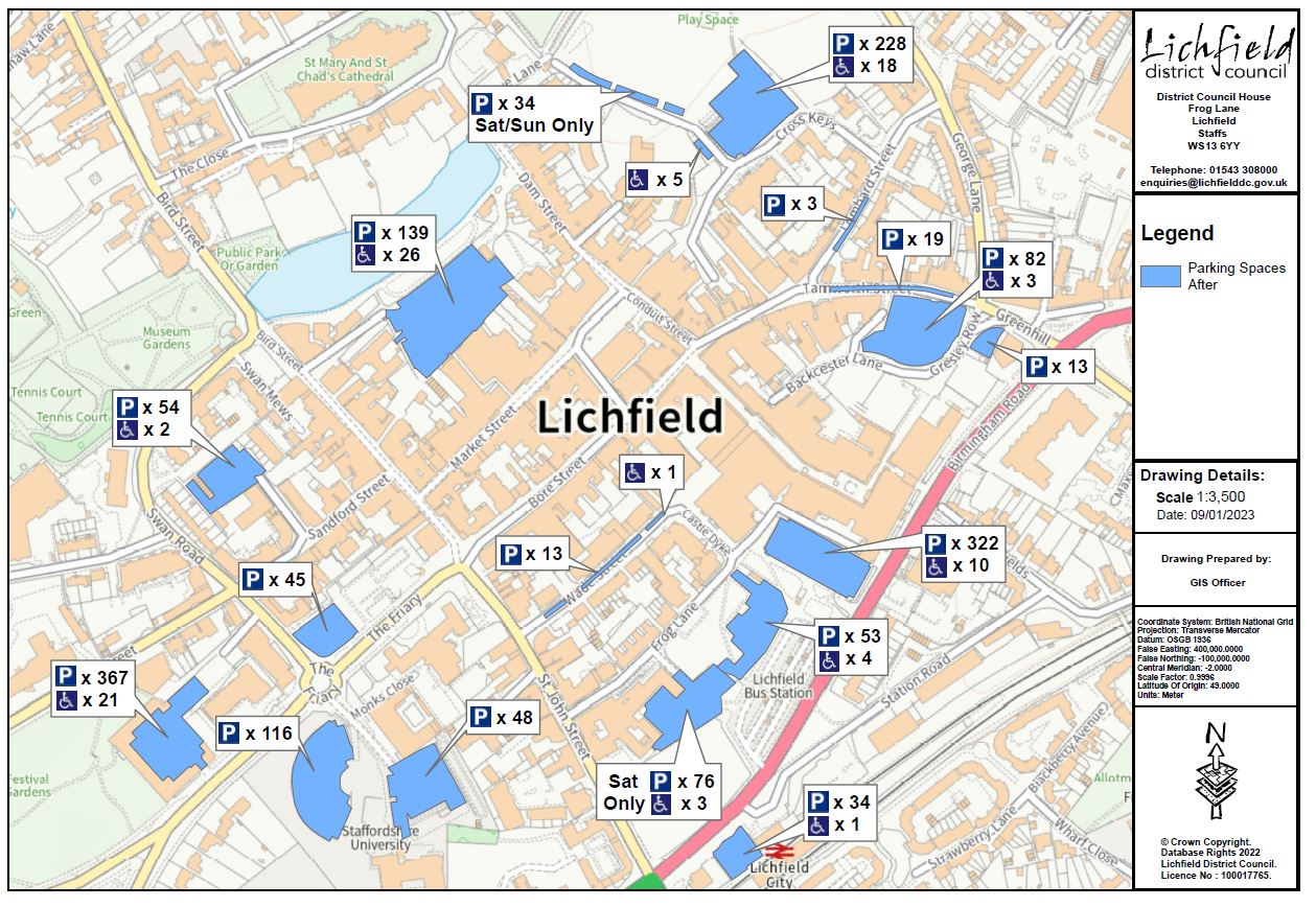 Lichfield city car park map