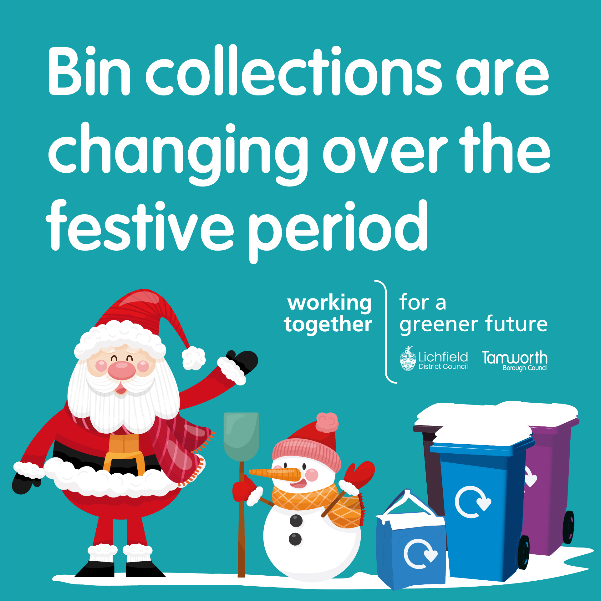 A picture of a poster to inform of the bin collection day changes.