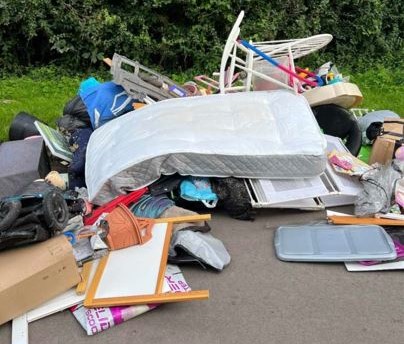 A photo of the waste that had been dumped in Barkers Lane, Swinfen.