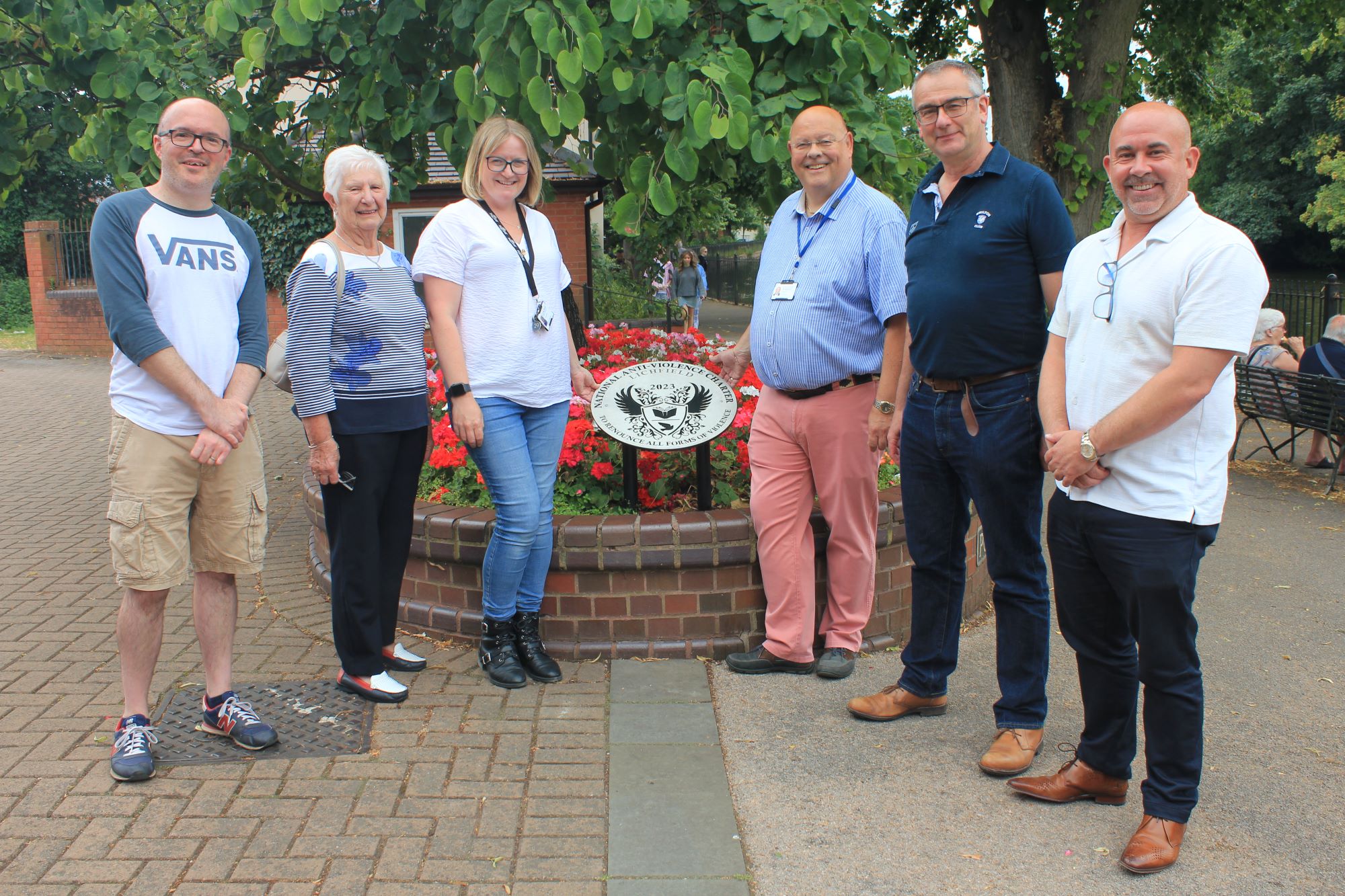 A picture of the celebration of the unveiling of the Commemorative plaque in Dam Street.