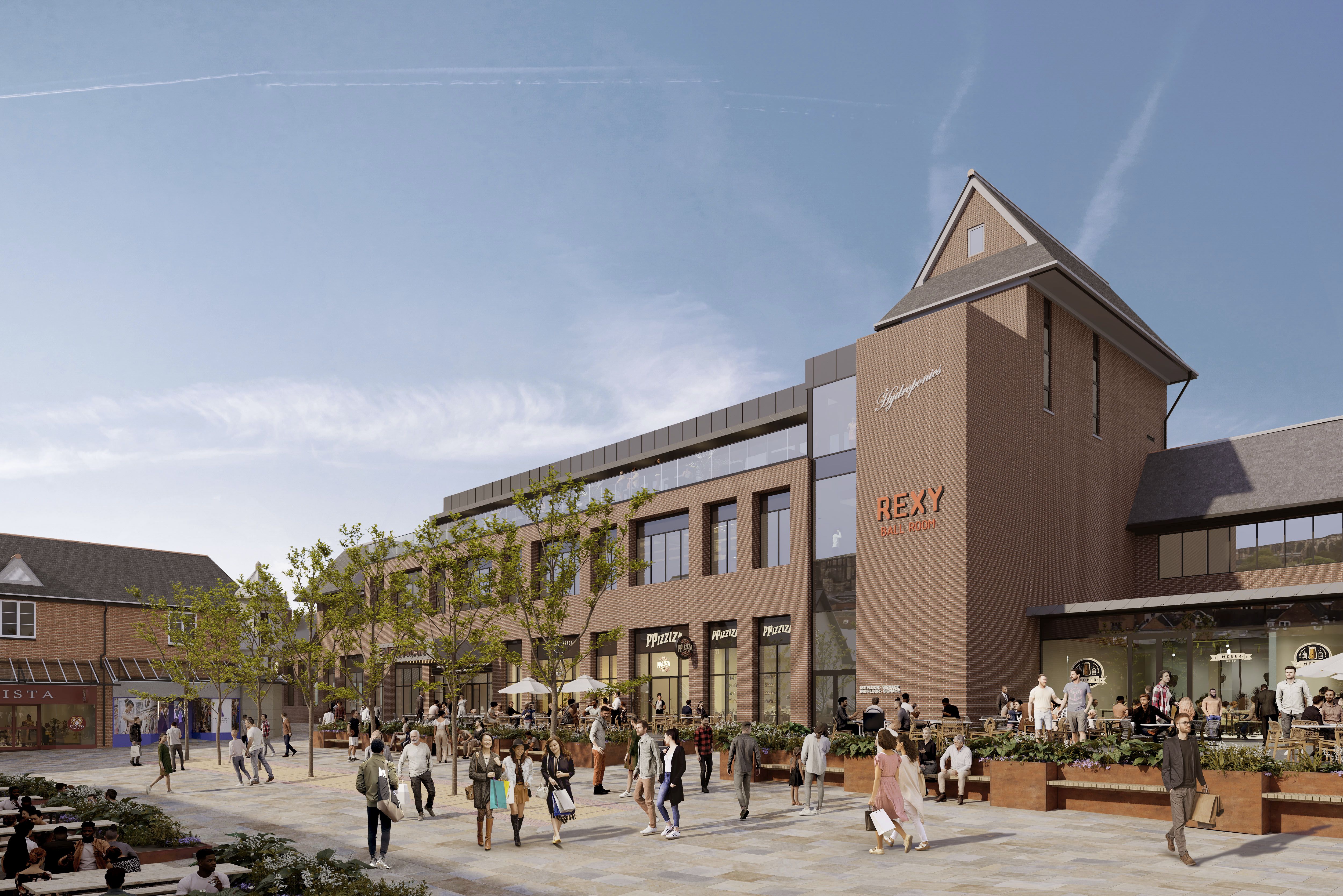 A picture of an artist's impression of how the cinema plaza will look.