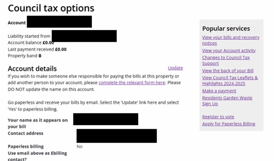 Council tax account