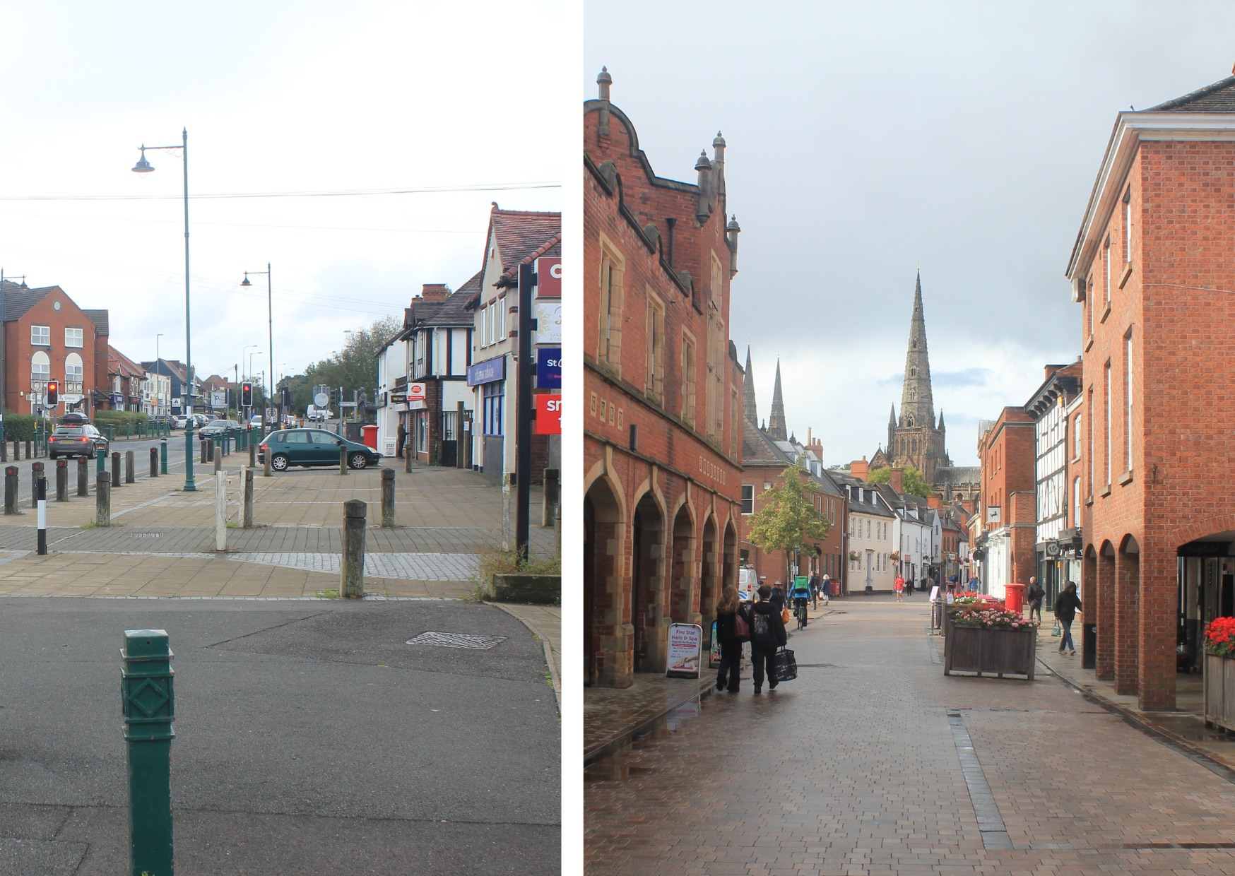 A picture of Sankey's Corner in Burntwood and Conduit Street in Lichfield.