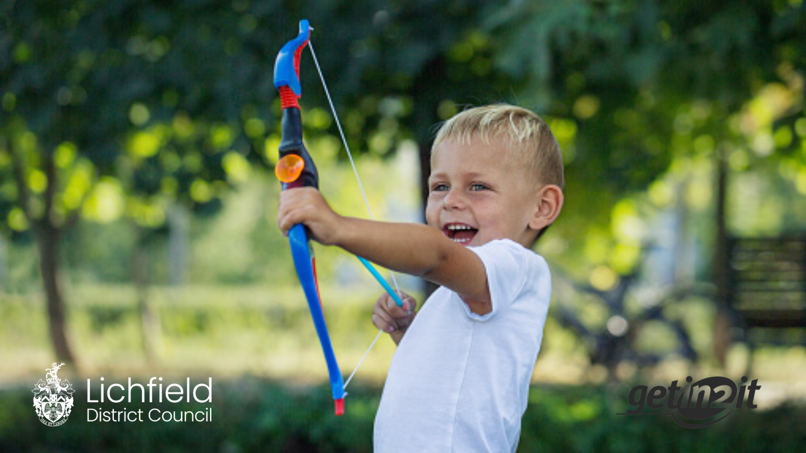 A picture of a boy enjoying soft archery.