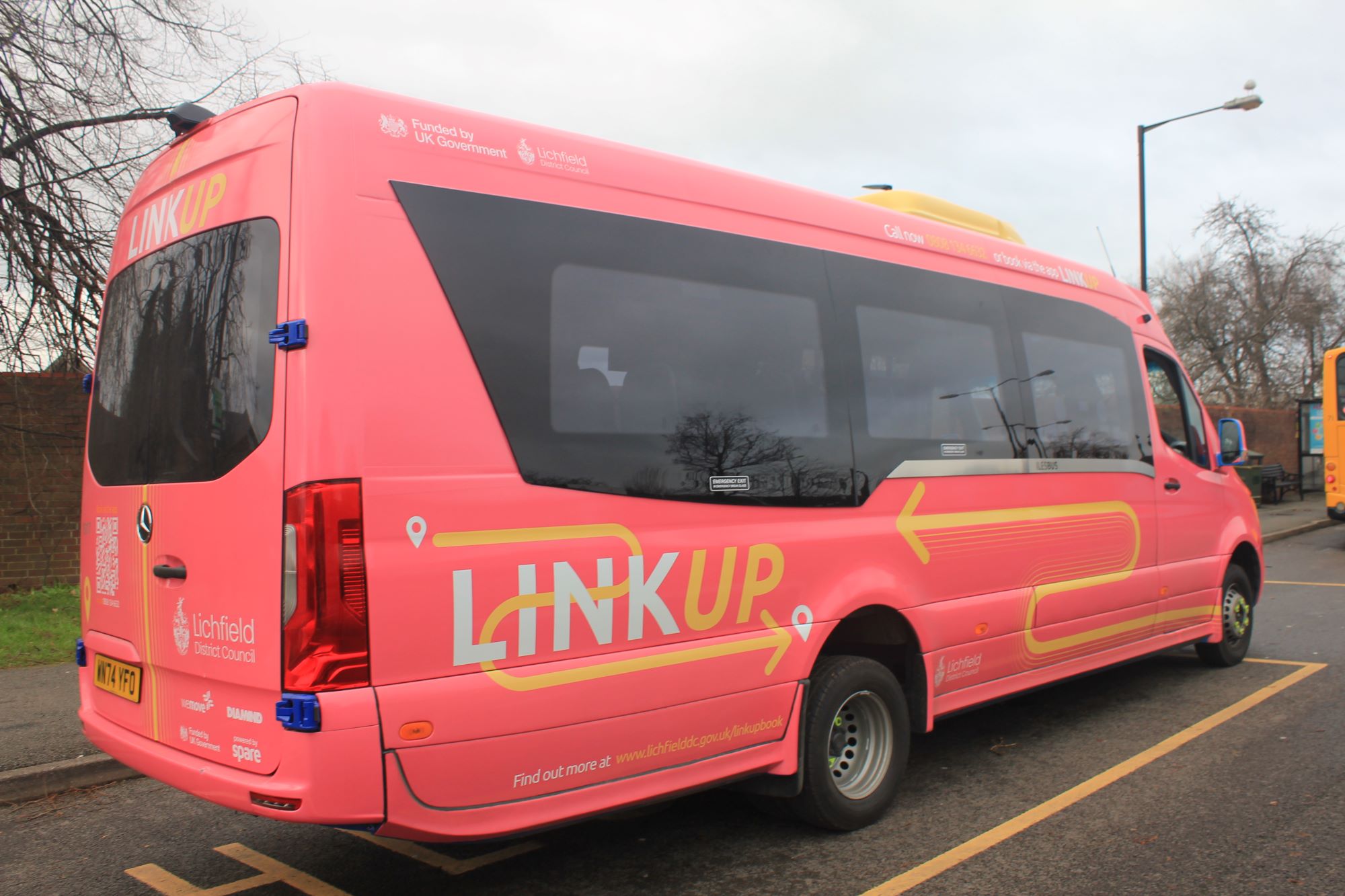 A picture of one of the two LinkUp minibuses which village residents can book now for transportation to and from Lichfield city and Burntwood town centres.