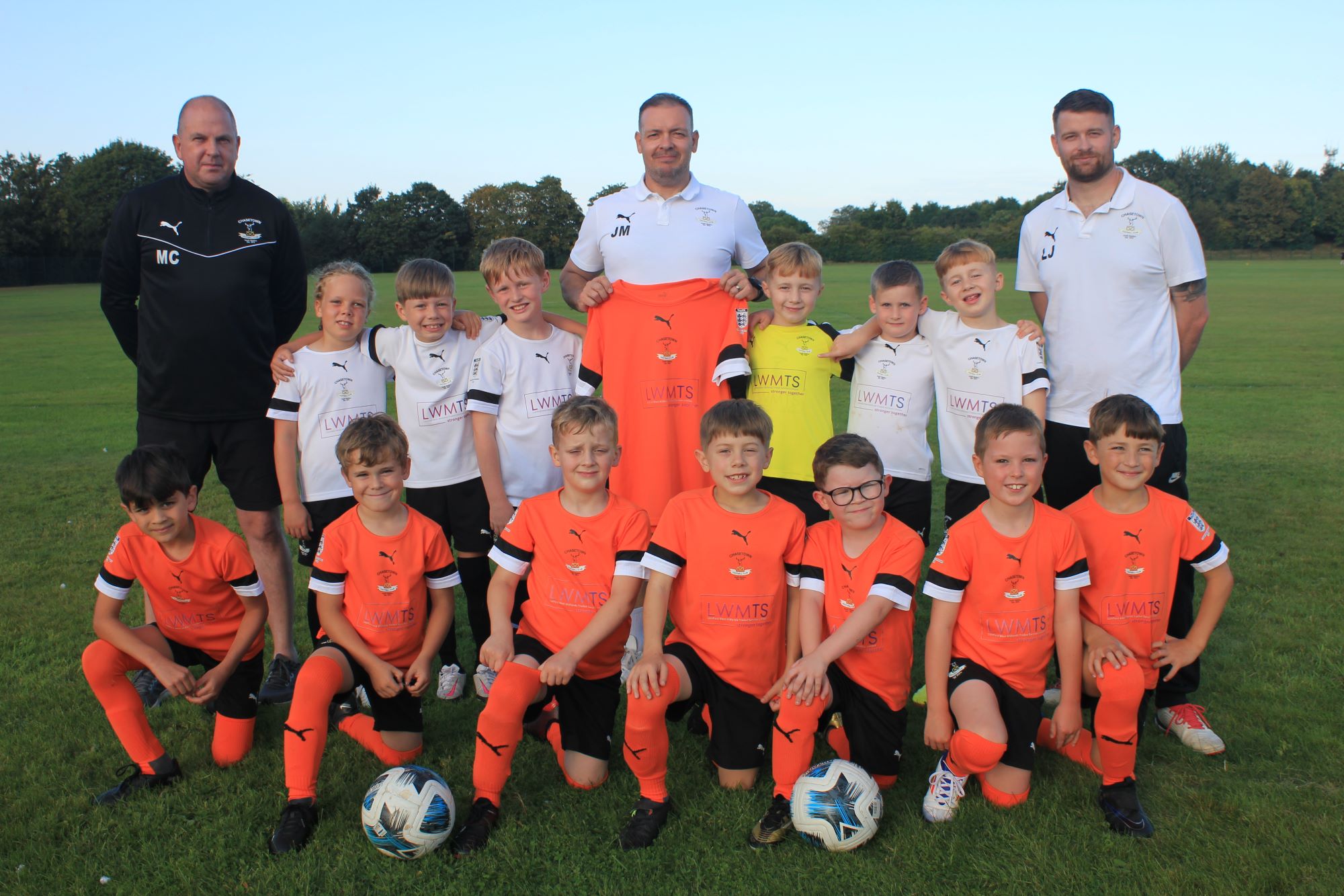 Picture of Chasetown Under 8s in their new kit sponsored by LWMTS, Lichfield District Council’s wholly-owned company.