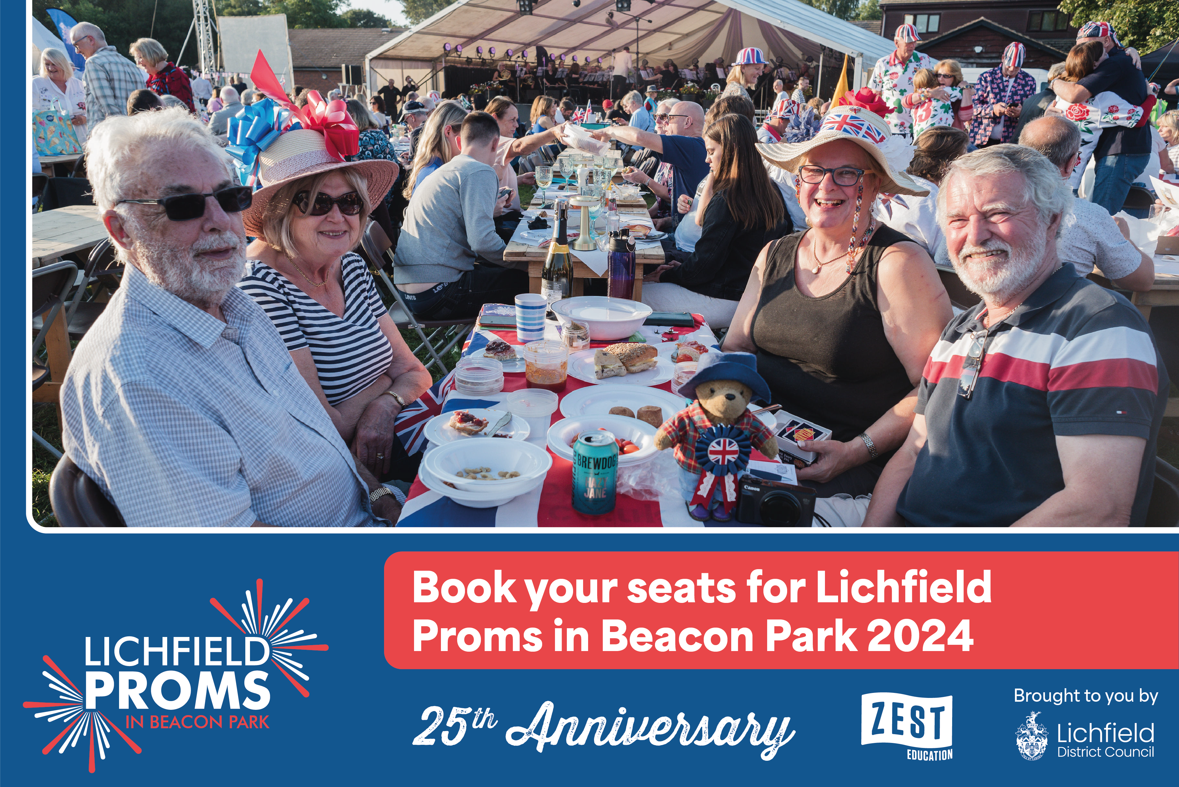 An image to promote prime seating at Lichfield Proms in Beacon Park
