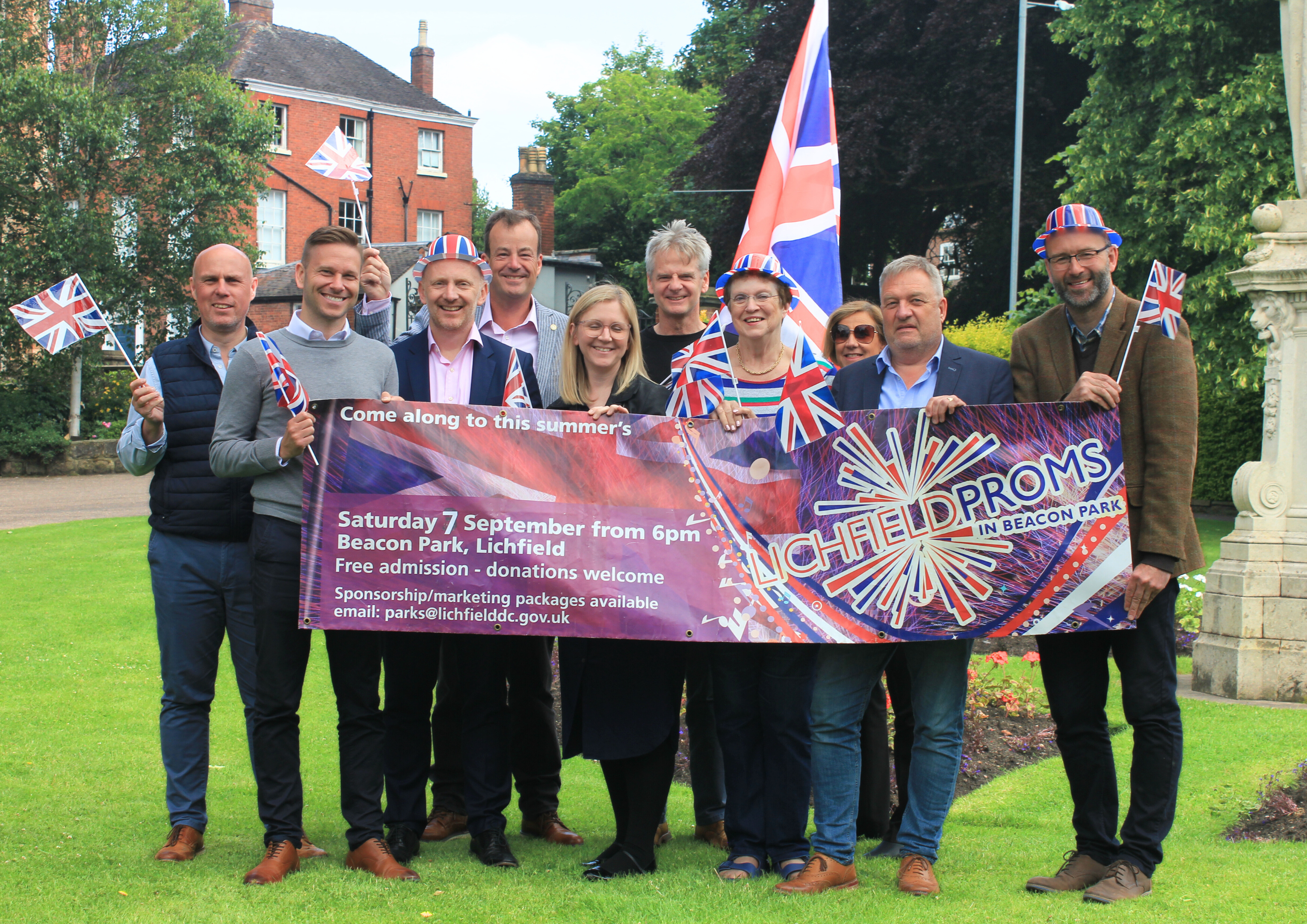 A photo of proud sponsors of this year’s Lichfield Proms in Beacon Park.
