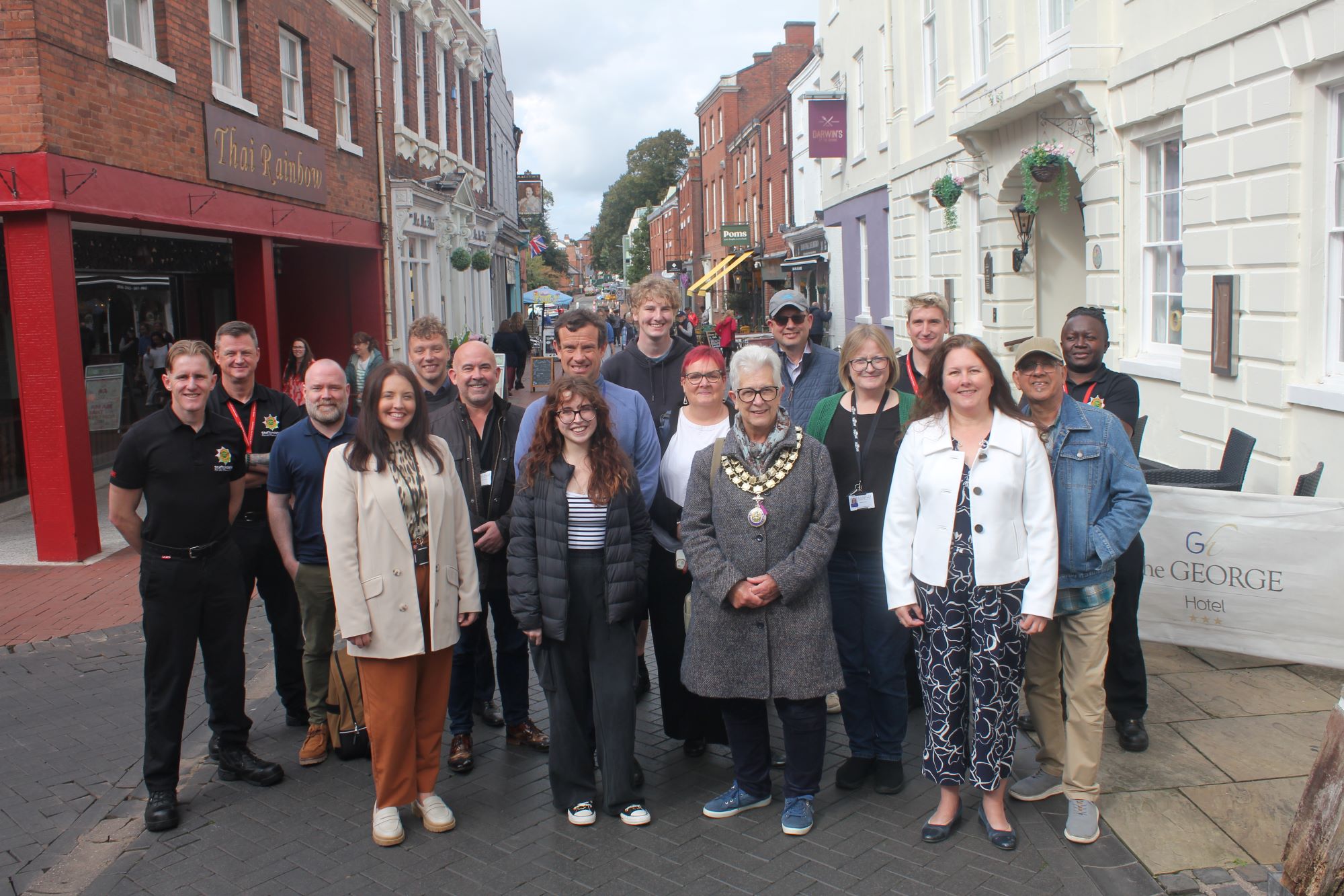 A picture of members of the partnership that has successfully bid for a Purple Flag for Lichfield.