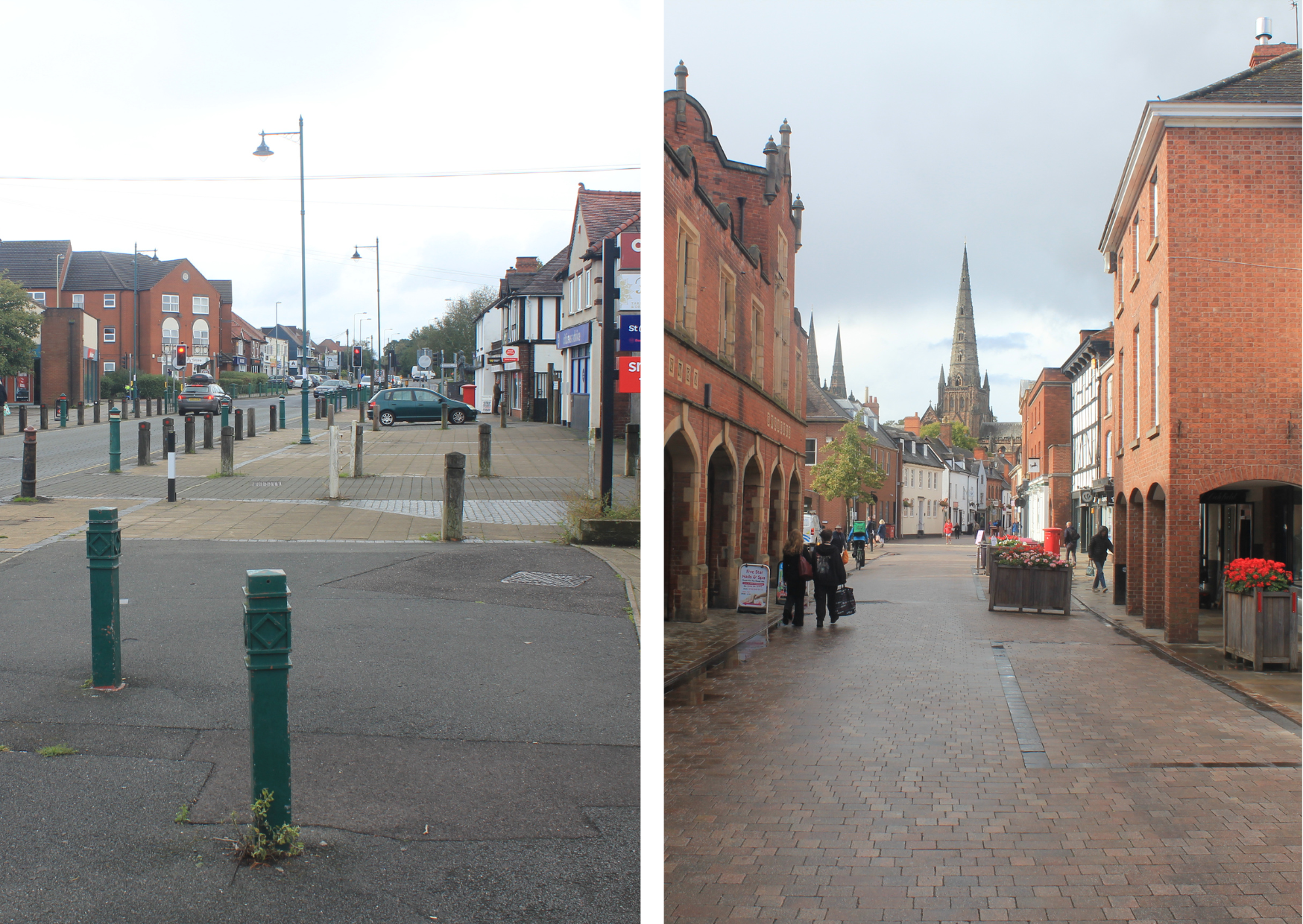 A picture of Sankey's Corner in Burntwood and Conduit Street in Lichfield.